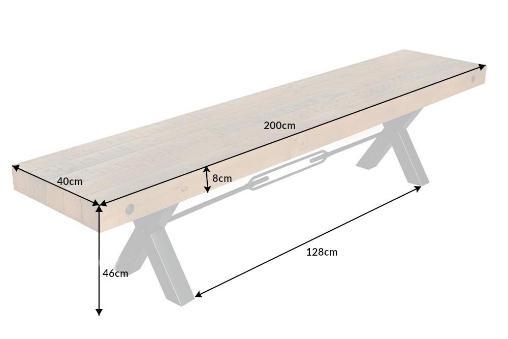 THOR barna tömörfa ülőpad 200cm