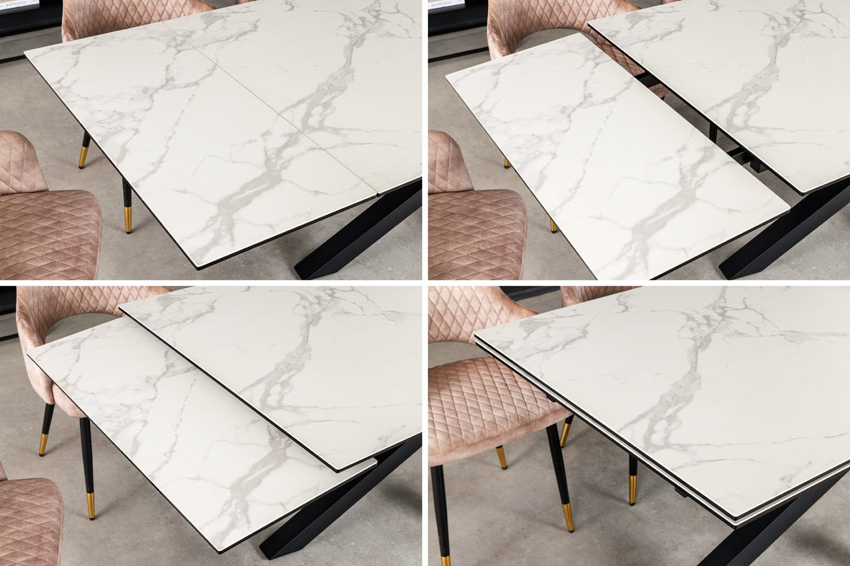 MARVELOUS fehér kerámia étkezőasztal 180-220-260cm