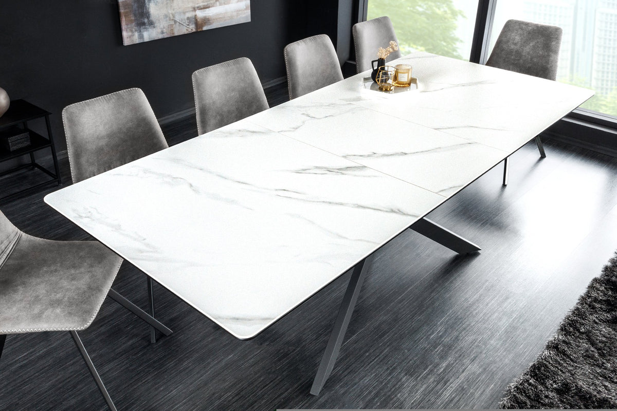 ALPINE fehér kerámia étkezőasztal 160-200cm