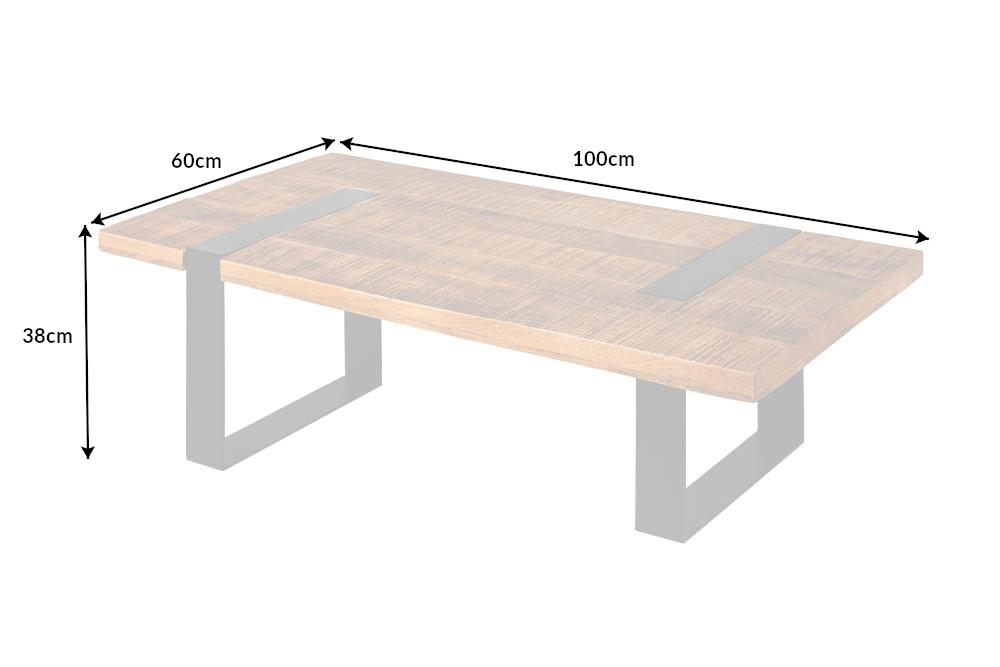 IRON CRAFT barna tömörfa dohányzóasztal 100cm