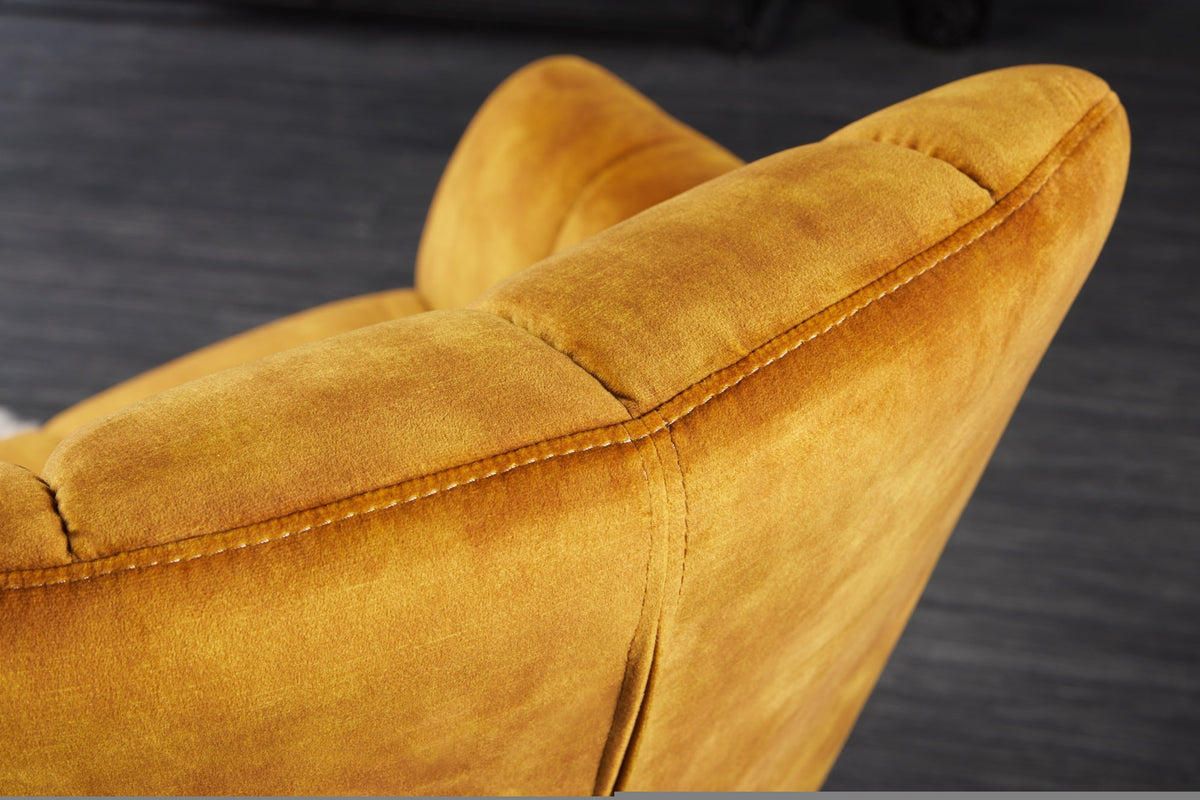 PAPILLON mustársárga bársony fotel 80-90cm
