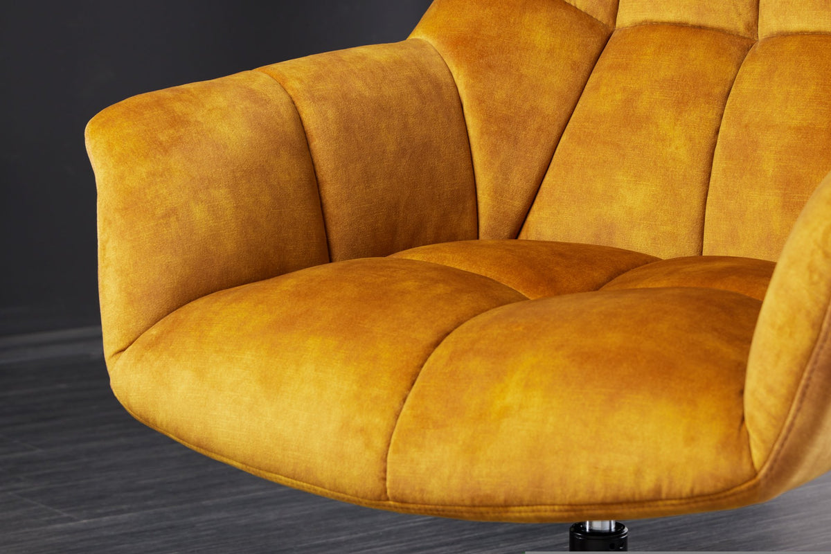 PAPILLON mustársárga bársony fotel 80-90cm