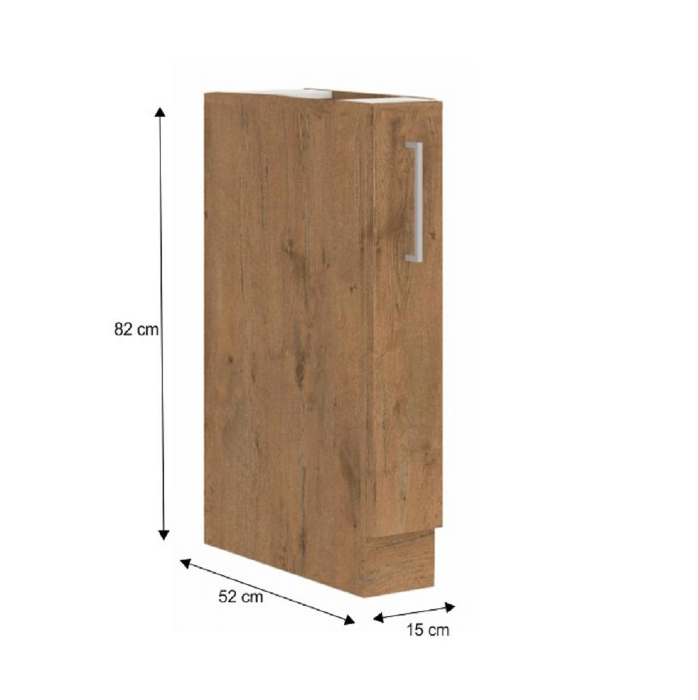 VEGA barna mdf alsó kihúzható konyhaszekrény 15cm