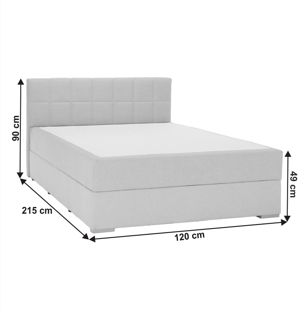 FERATA világosszürke szövet boxspring ágy 120x200cm