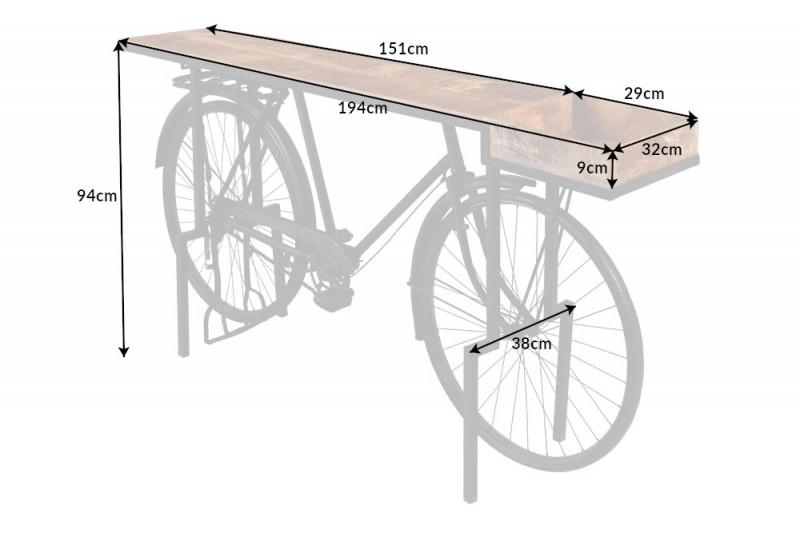 BICYCLE barna mangófa konzol asztal 195cm