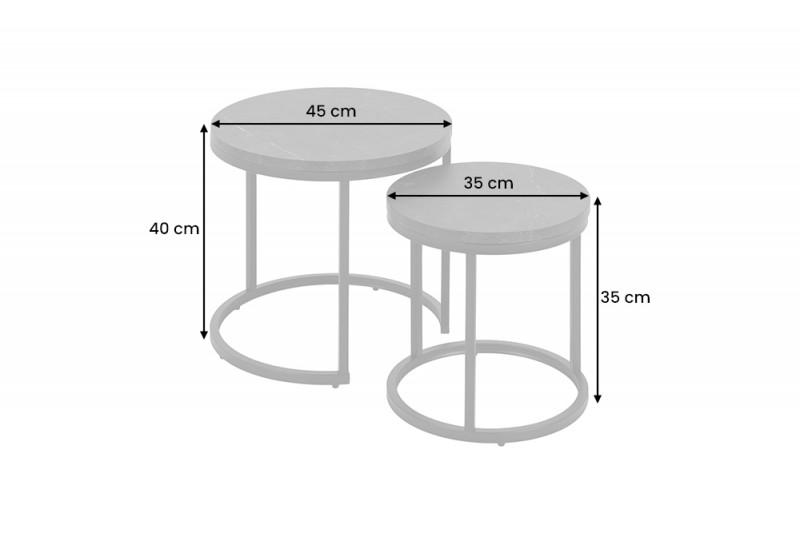 ELEGANCE fekete márvány kétrészes dohányzóasztal 45cm