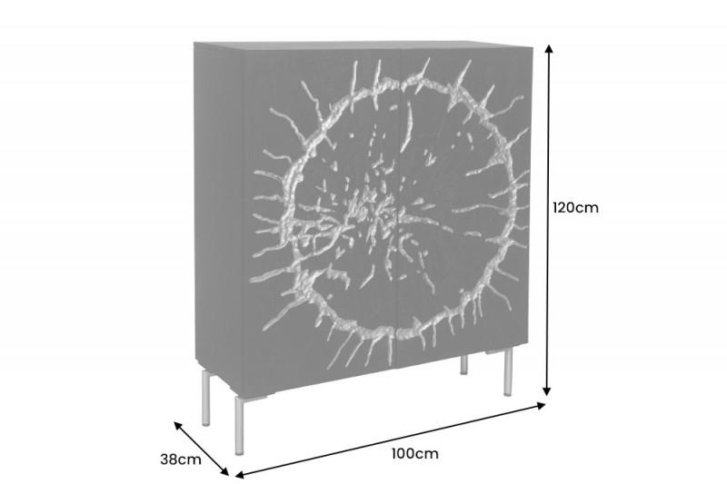 CIRCLE fekete-arany mangófa tálalószekrény 120cm