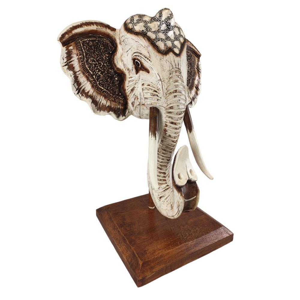 GAYAH fehér faragott elefánt szobor 55 cm
