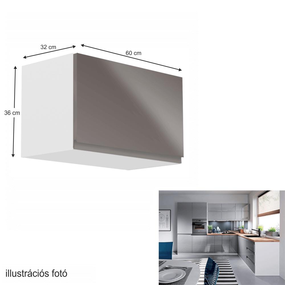 AURORA szürke mdf felső konyhaszekrény 60cm