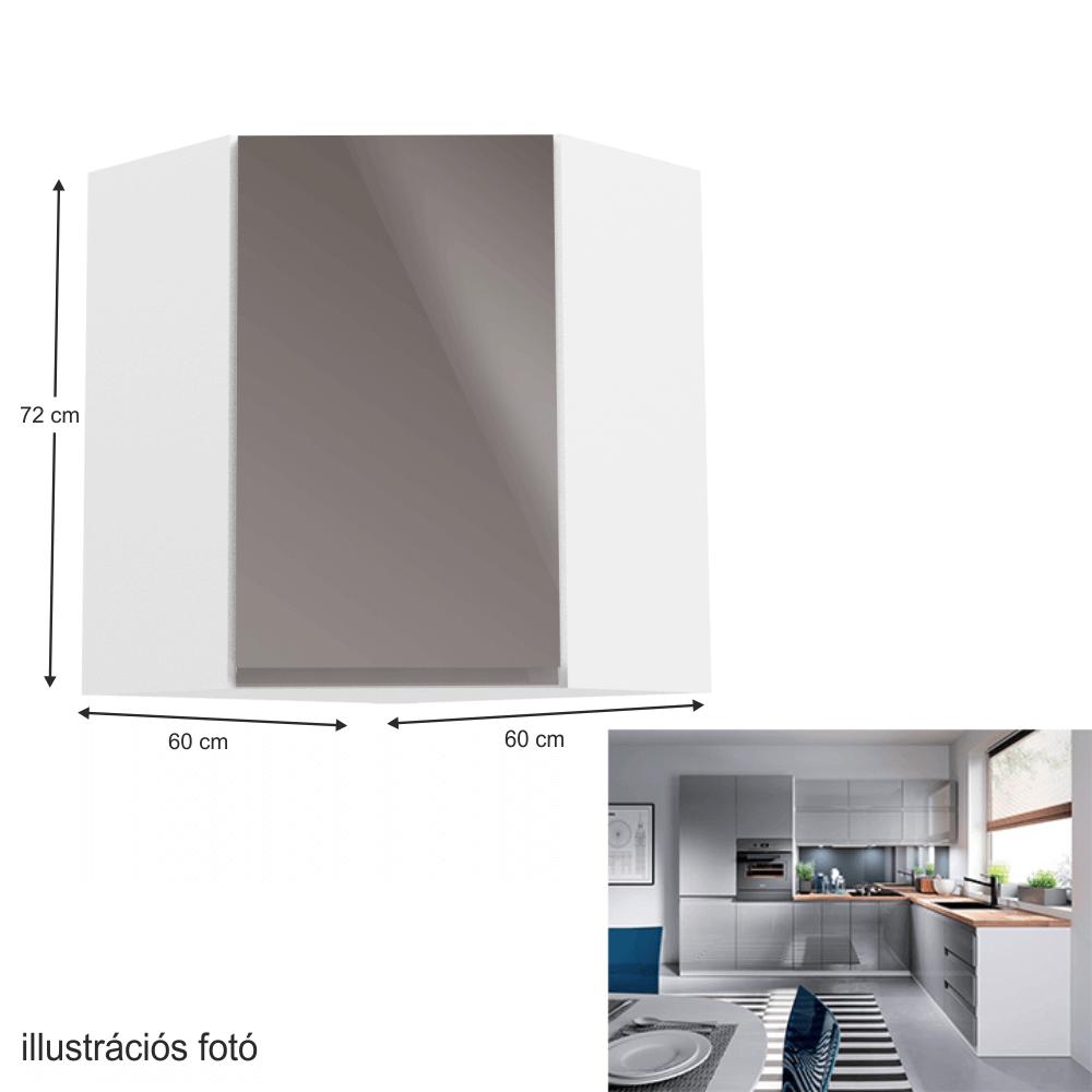 AURORA szürke mdf felső konyhaszekrény jobbos 60cm
