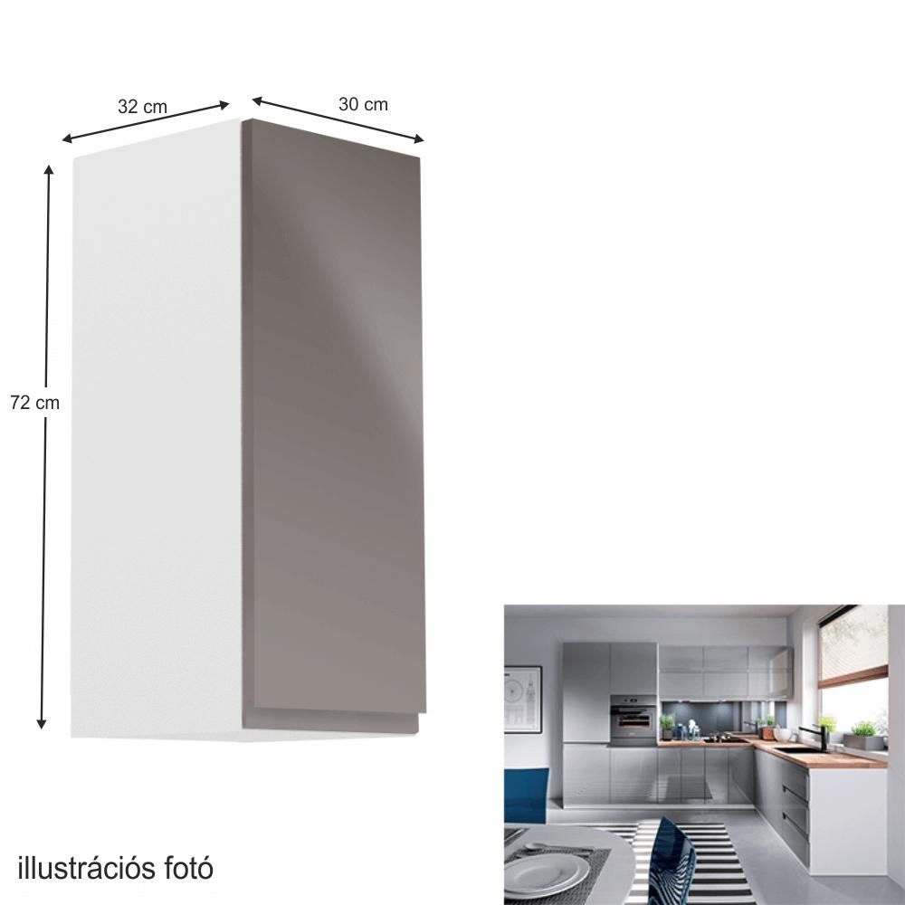 AURORA szürke mdf felső konyhaszekrény jobbos 30cm