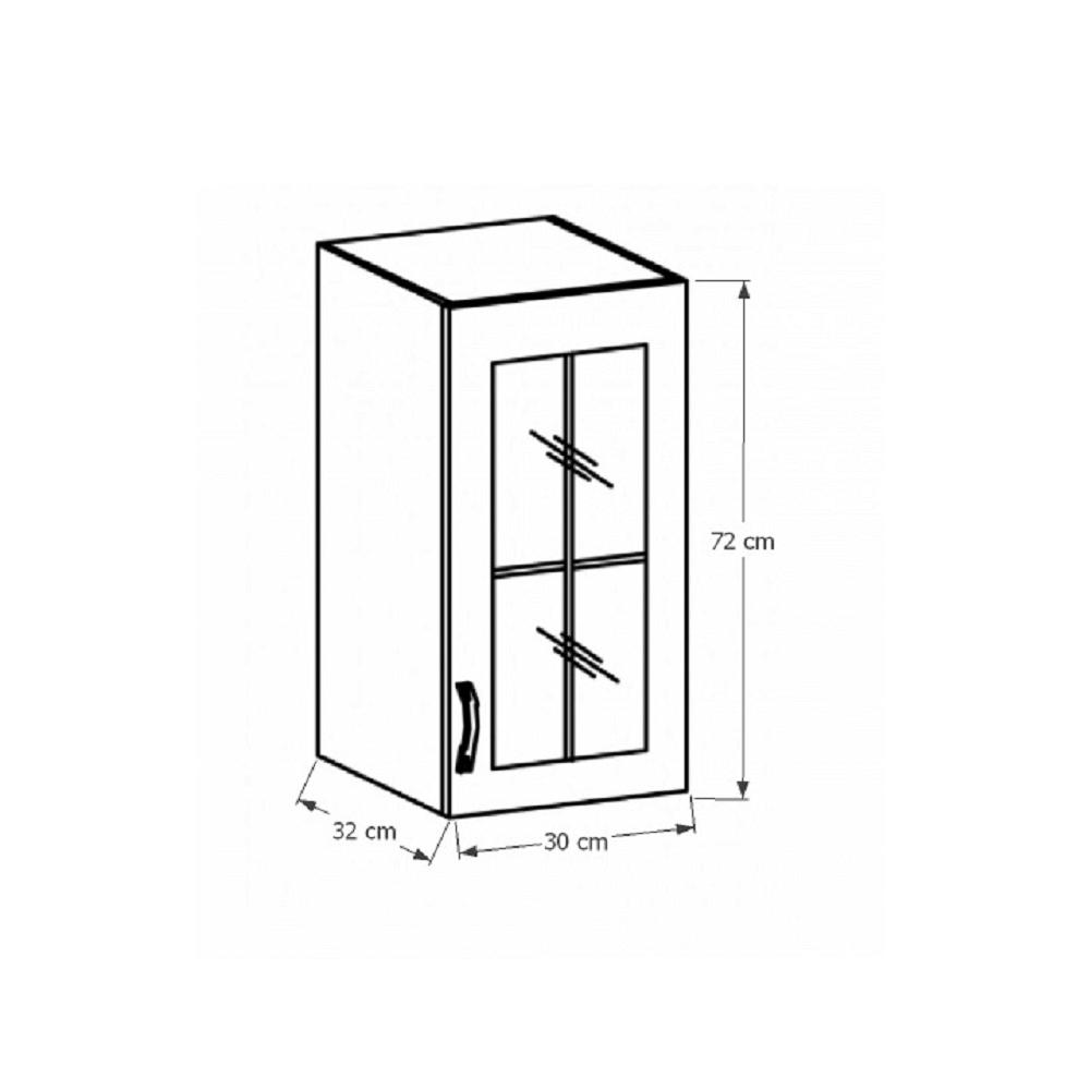 SICILIA II fehér mdf felső konyhaszekrény jobbos 30cm