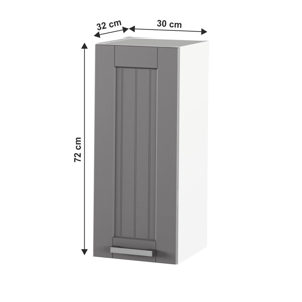 JULIA sötétszürke mdf felső konyhaszekrény 30cm