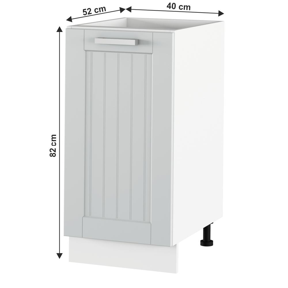 JULIA szürke mdf egyajtós alsó konyhaszekrény 40cm