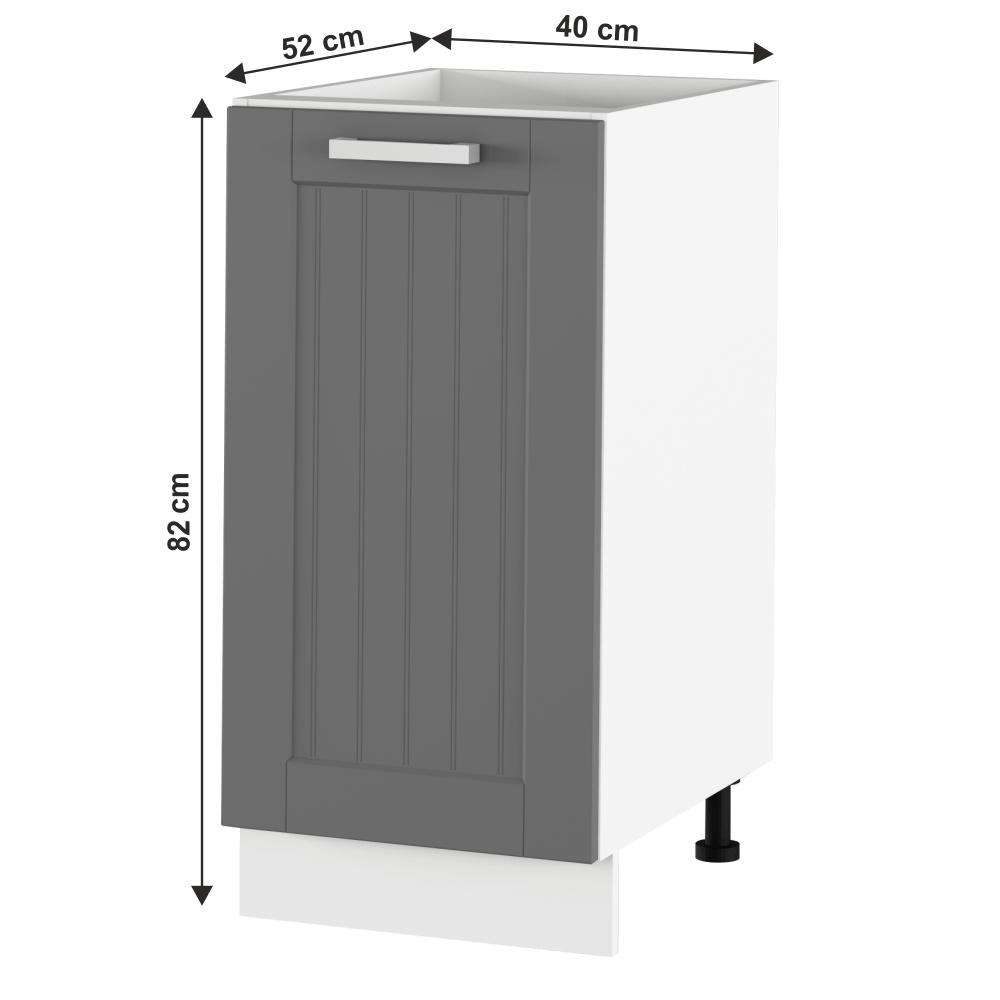 JULIA sötétszürke mdf egyajtós alsó konyhaszekrény 40cm