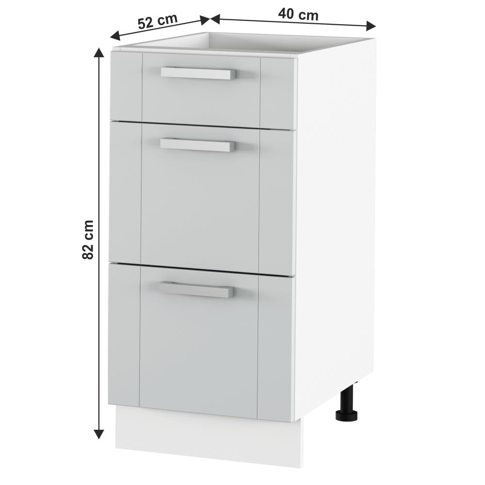 JULIA szürke mdf fiókos alsó konyhaszekrény 40cm