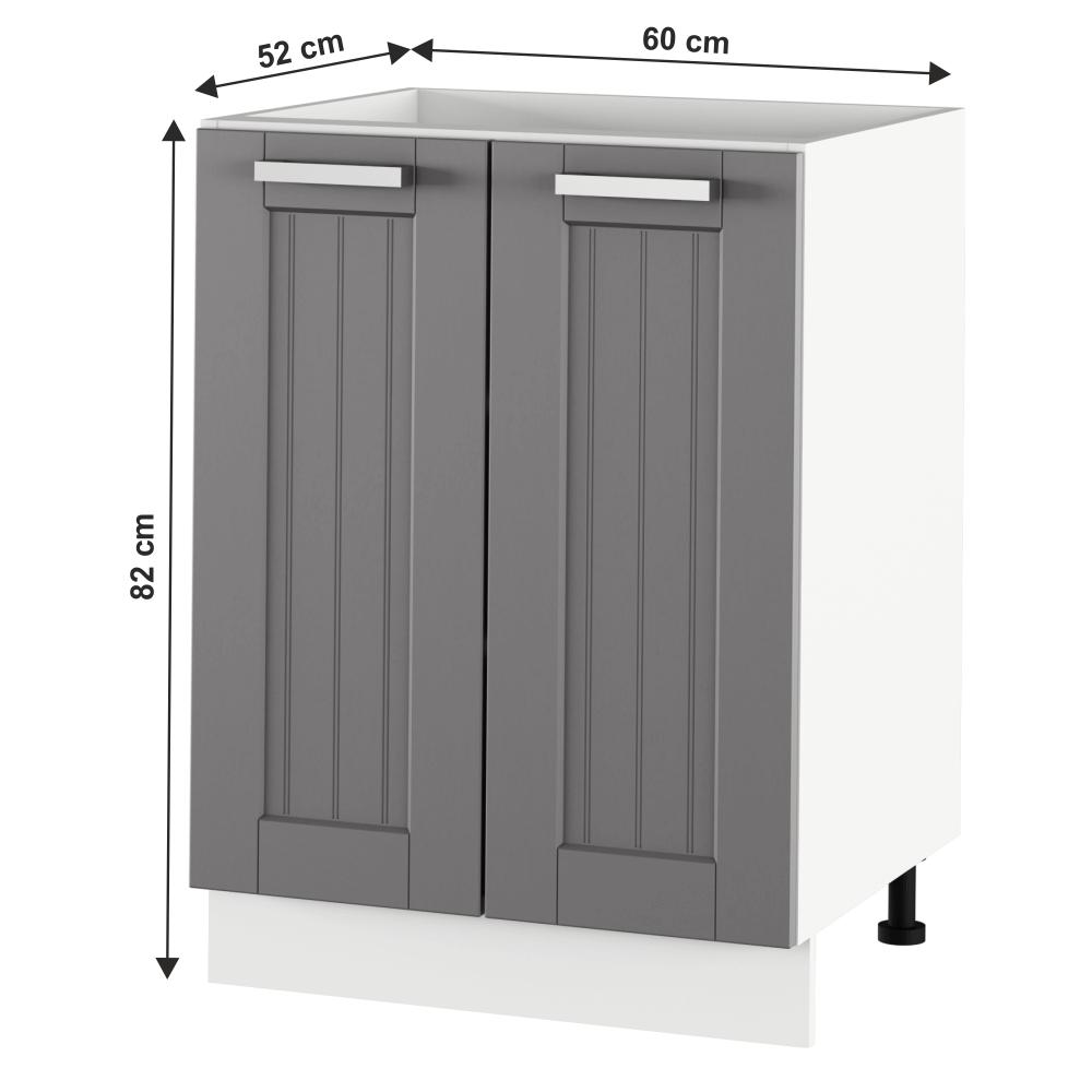 JULIA sötétszürke mdf kétajtós alsó konyhaszekrény 60cm