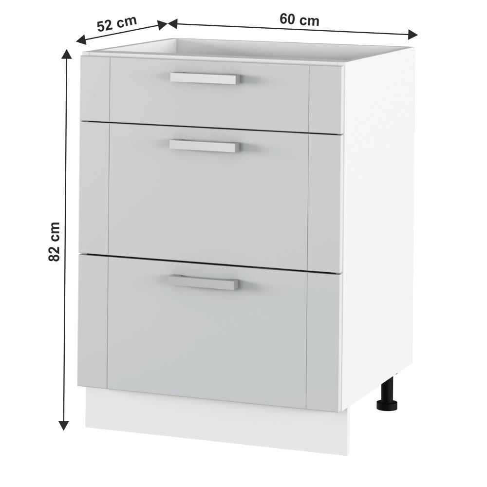JULIA szürke mdf fiókos alsó konyhaszekrény 60cm