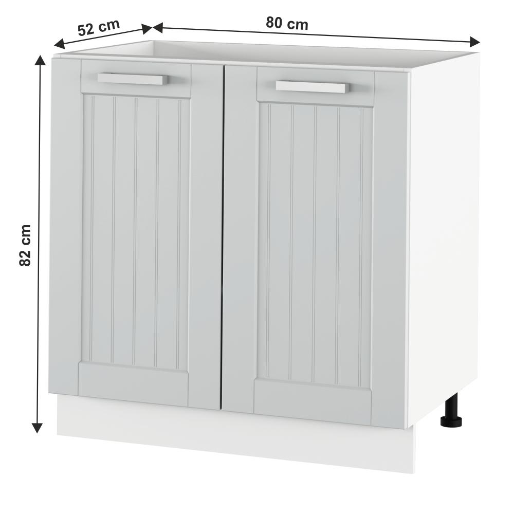 JULIA szürke mdf kétajtós alsó konyhaszekrény 80cm
