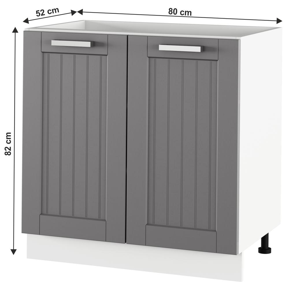 JULIA sötétszürke mdf kétajtós alsó konyhaszekrény 80cm