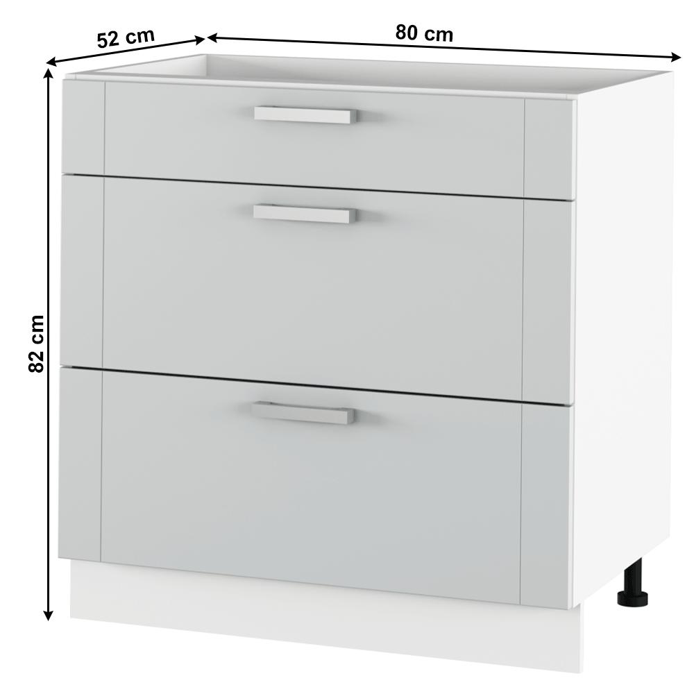 JULIA szürke mdf fiókos alsó konyhaszekrény 80cm