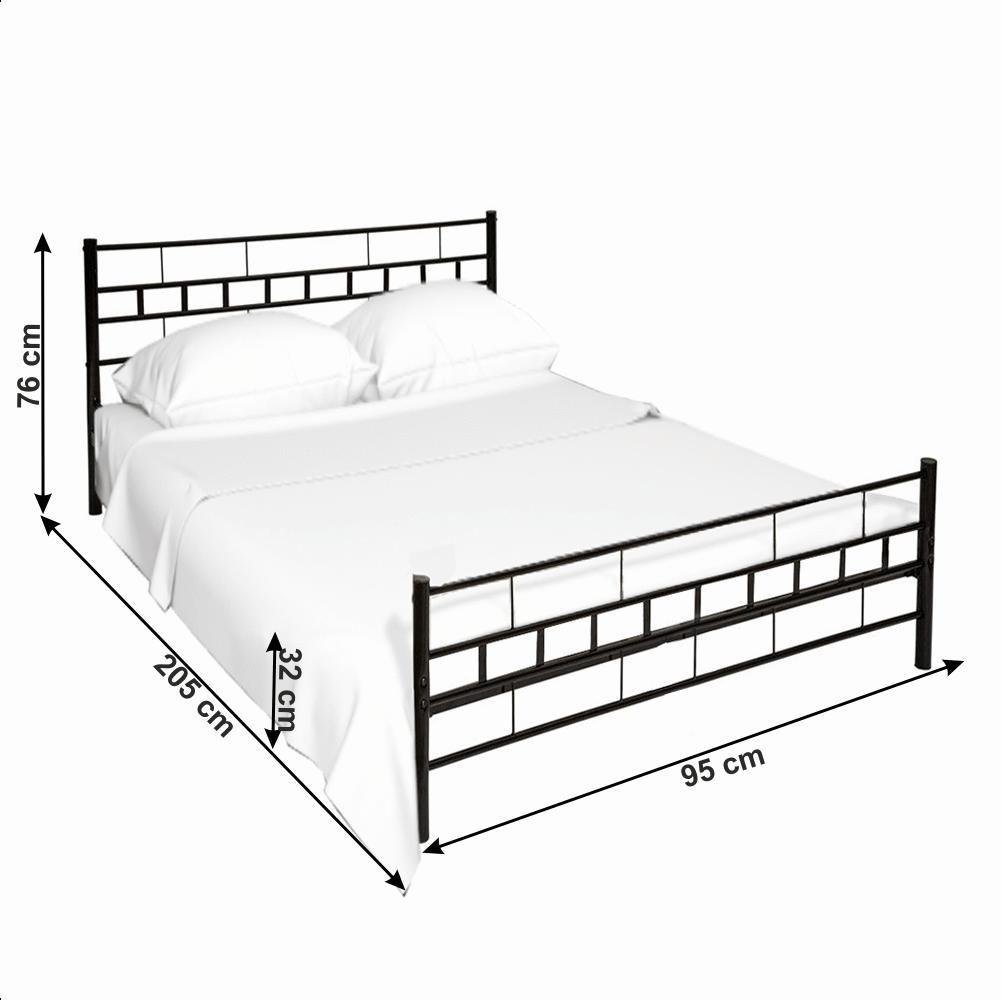 TAJGI fekete fém ágy 90x200cm