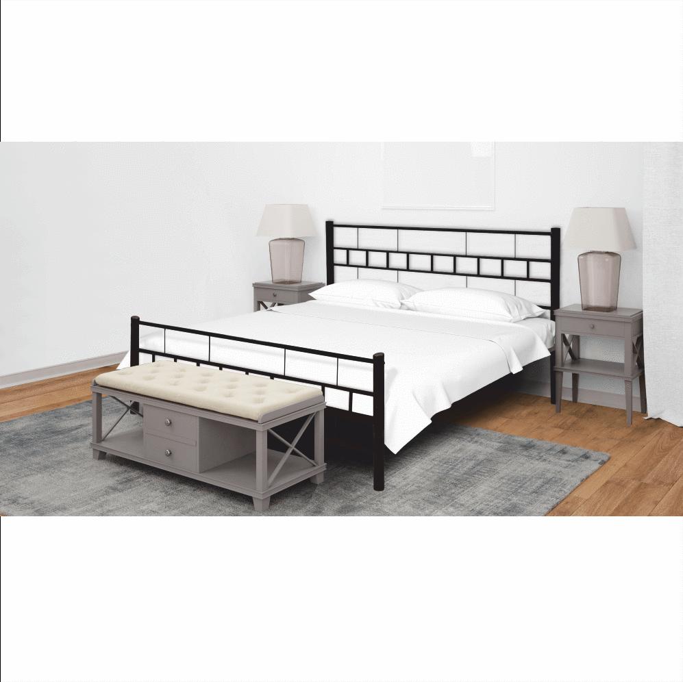TAJGI fekete fém ágy 90x200cm