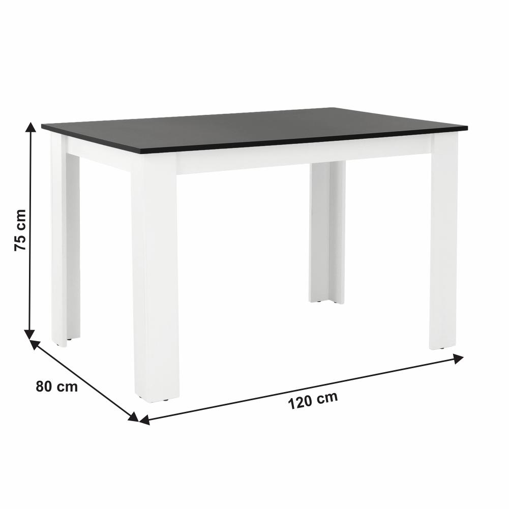 KRAZ fehér és fekete mdf étkezőasztal 120cm