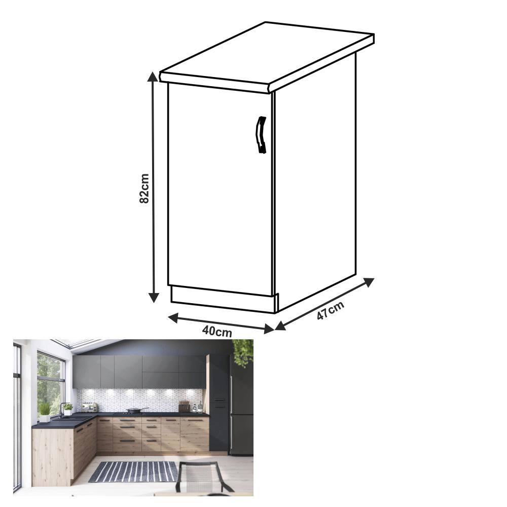 LANGEN barna mdf alsó konyhaszekrény balos 40cm