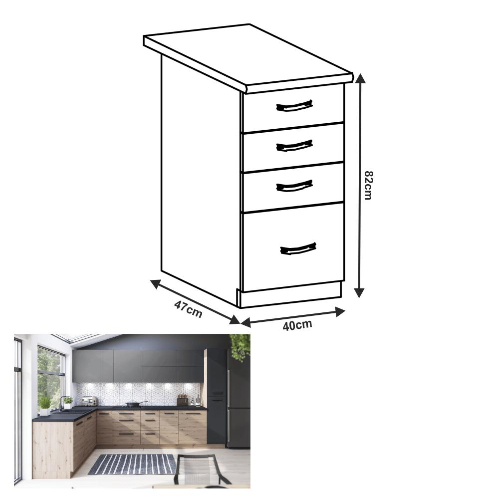 LANGEN B barna mdf fiókos alsó konyhaszekrény 40cm