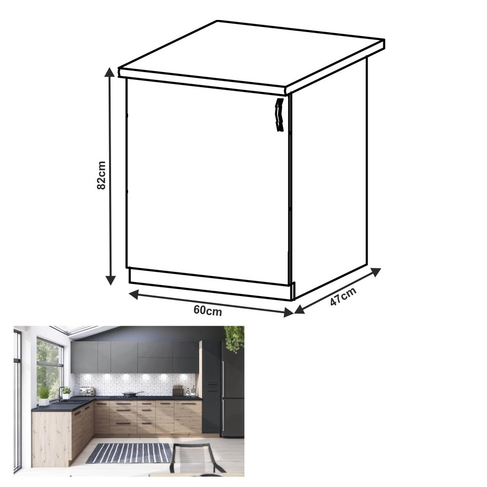 LANGEN barna mdf alsó konyhaszekrény balos 60cm