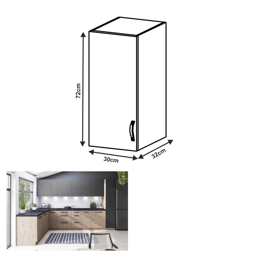 LANGEN barna mdf felső konyhaszekrény balos 30cm