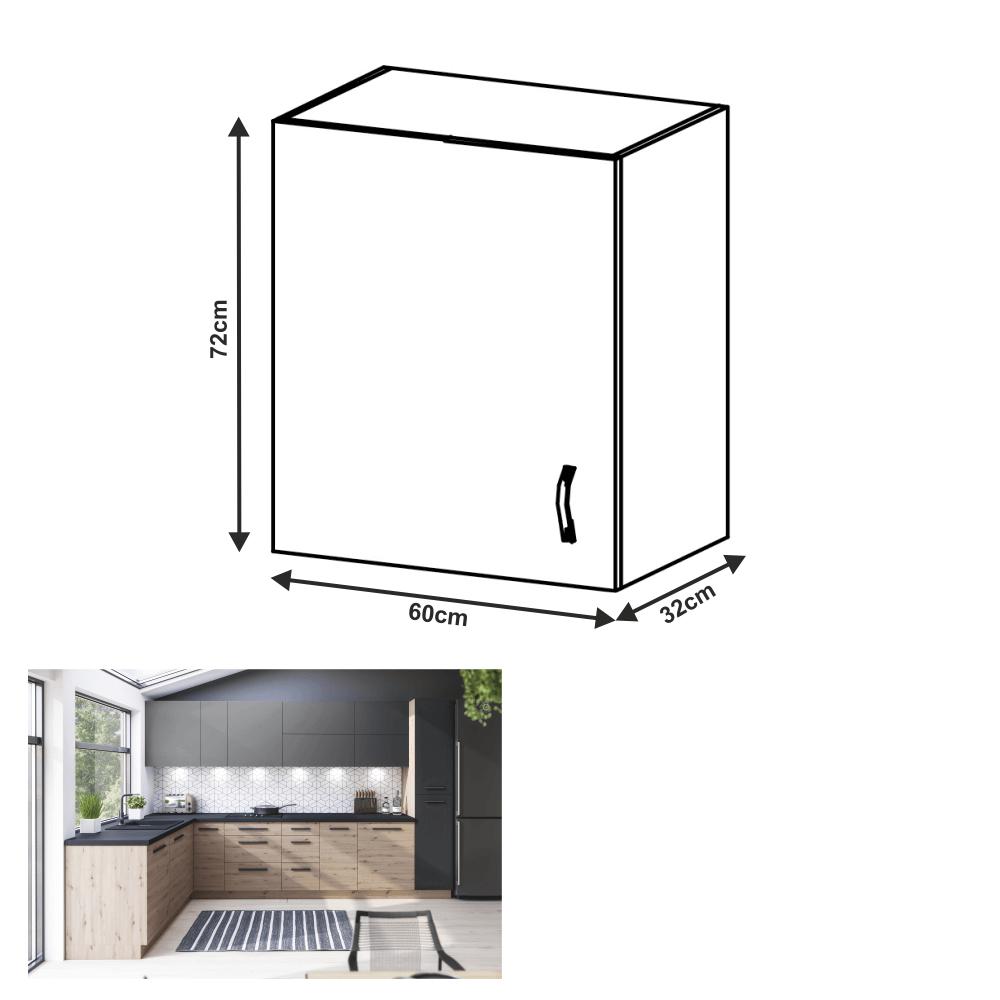 LANGEN barna mdf felső konyhaszekrény balos 60cm