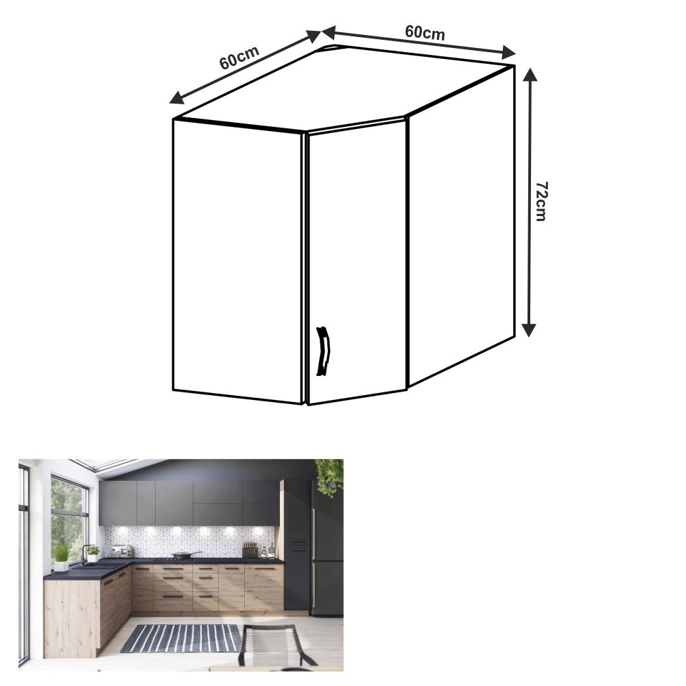 LANGEN barna mdf felső sarok konyhaszekrény 60cm