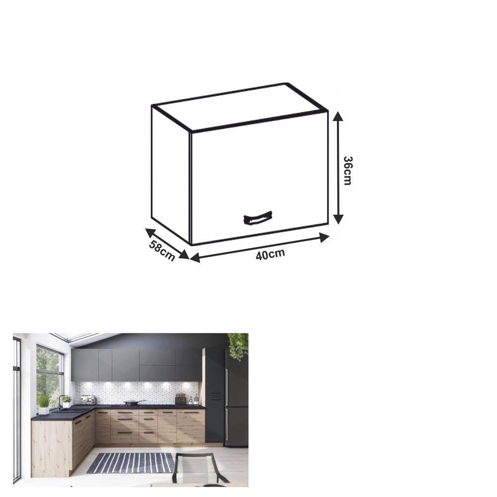 LANGEN szürke mdf felső konyhaszekrény 40cm