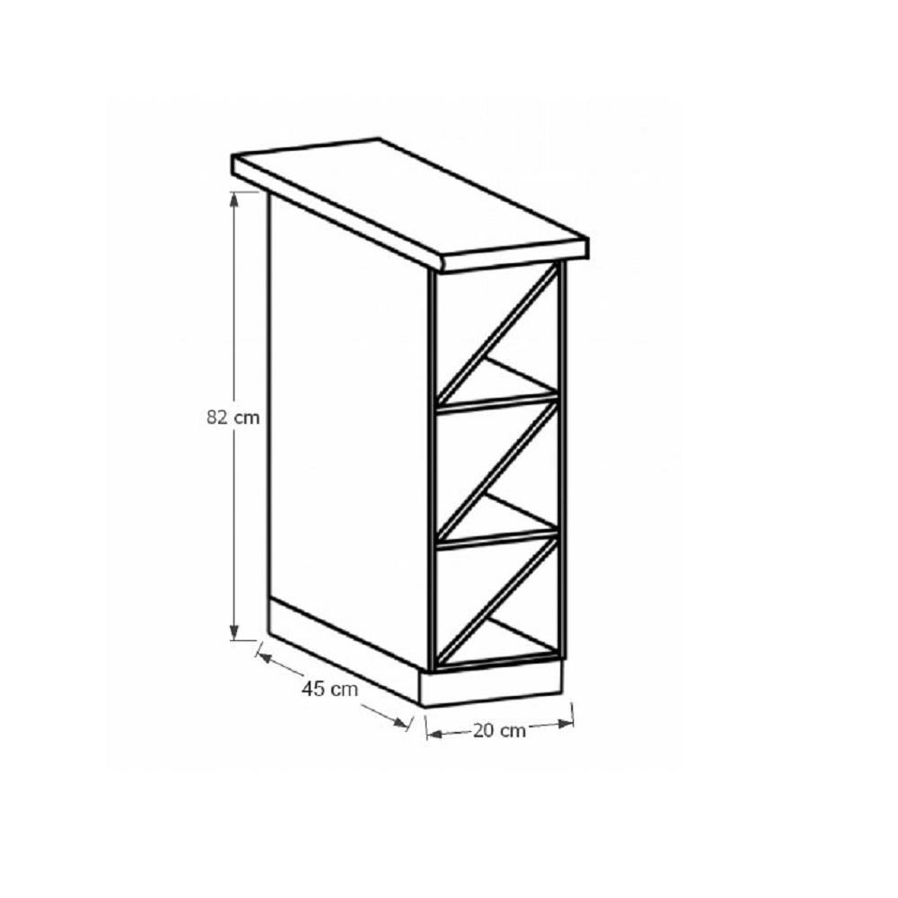 PROVANCE B fehér mdf alsó polcos konyhaszekrény 20cm