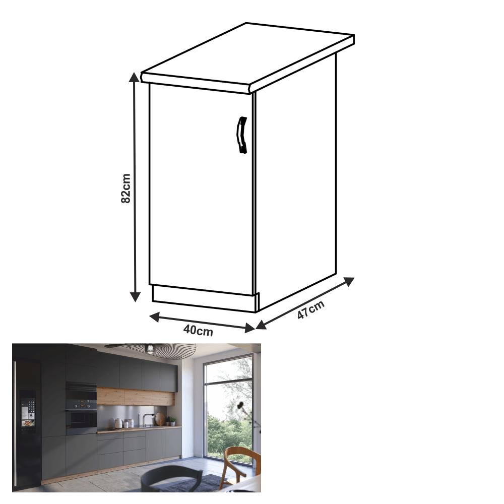 LANGEN szürke mdf alsó konyhaszekrény balos 40cm