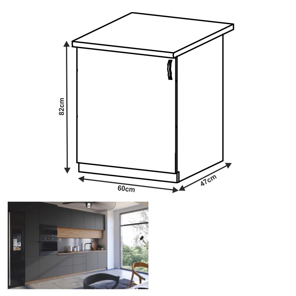 LANGEN szürke mdf alsó konyhaszekrény balos 60cm