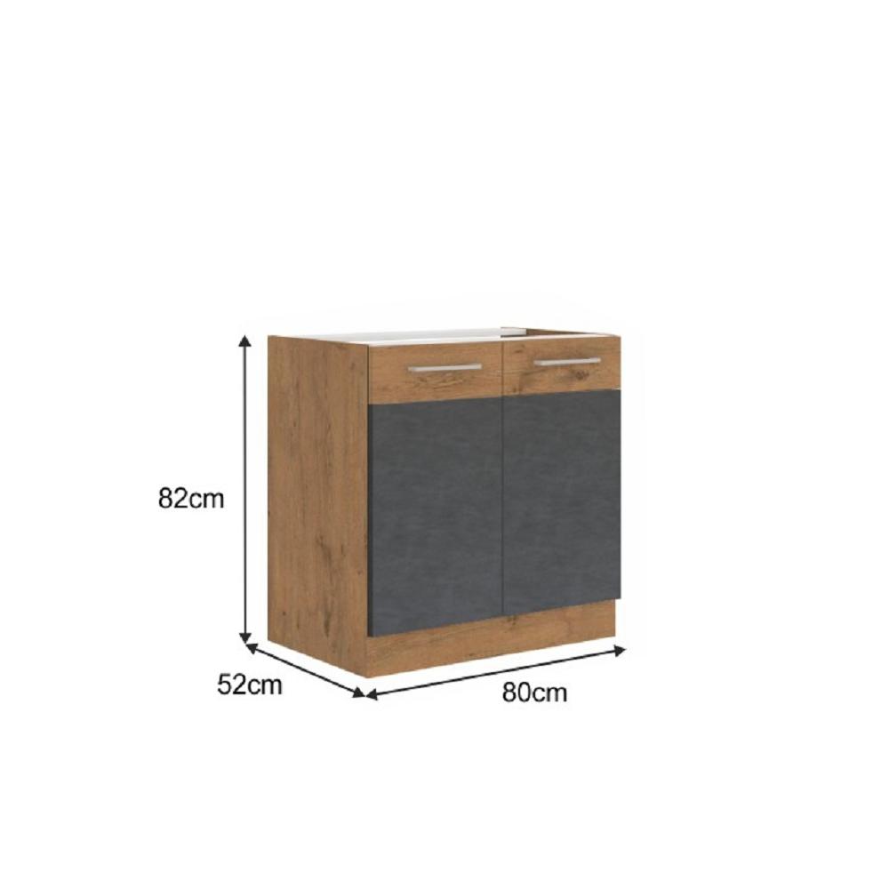 VEGA II szürke mdf alsó konyhaszekrény 80cm