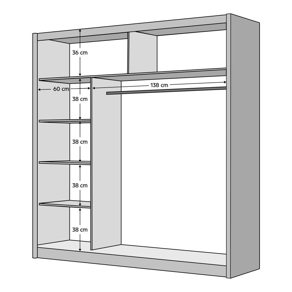 LADDER feketetolóajtós szekrény 203cm