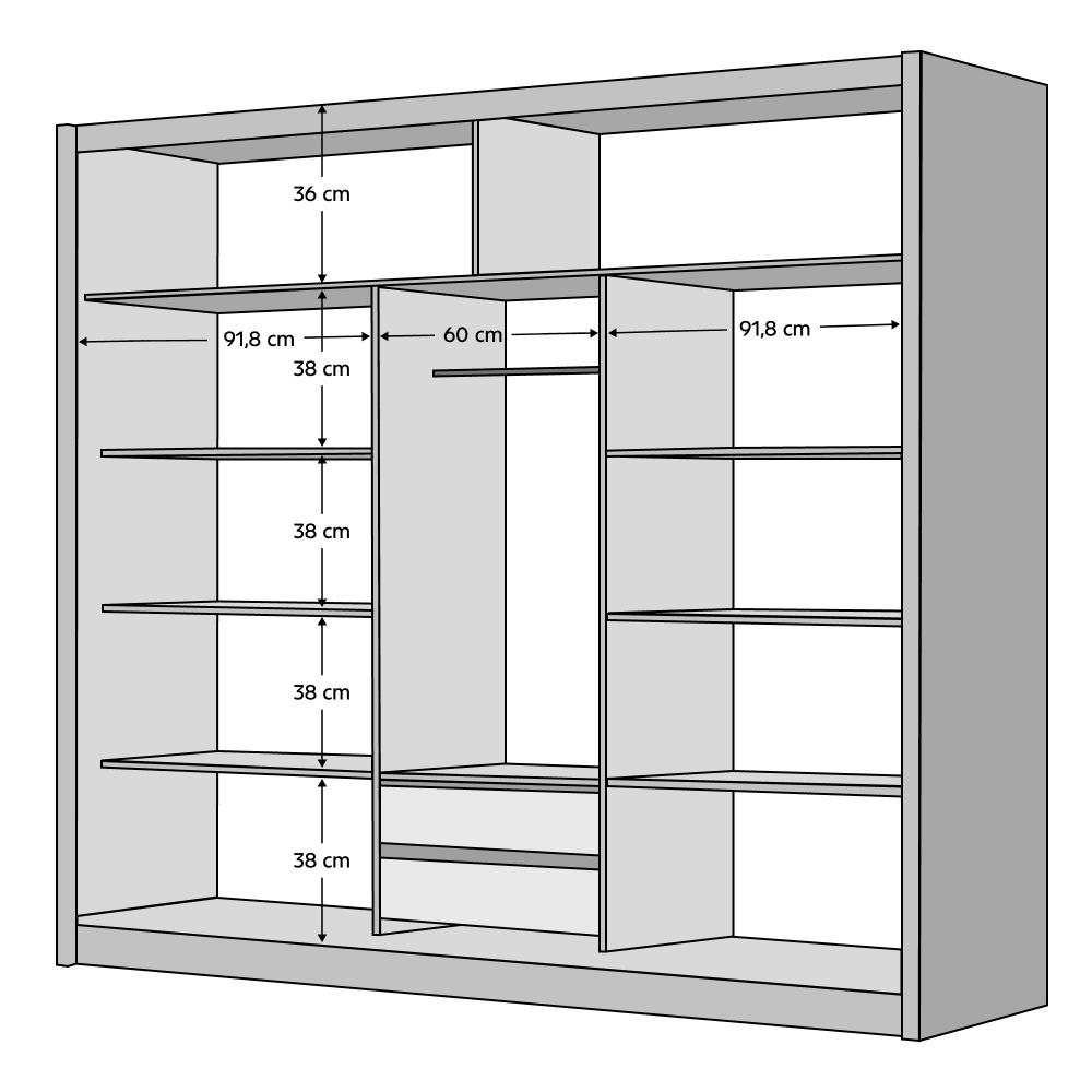 LADDER fekete tolóajtós szekrény 250cm