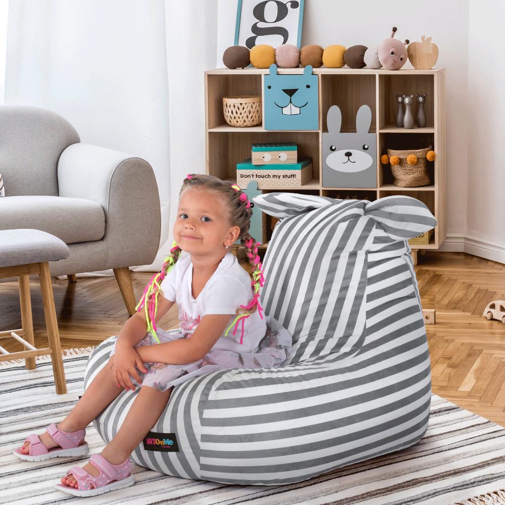 LAPIN szürke csikos szövet babzsák
