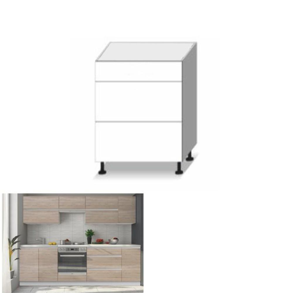 LINE barna mdf fiókos alsó konyhaszekrény 60cm