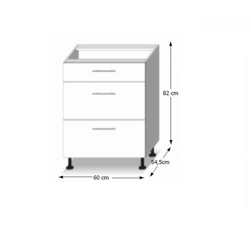 LINE fehér mdf fiókos alsó konyhaszekrény 60cm