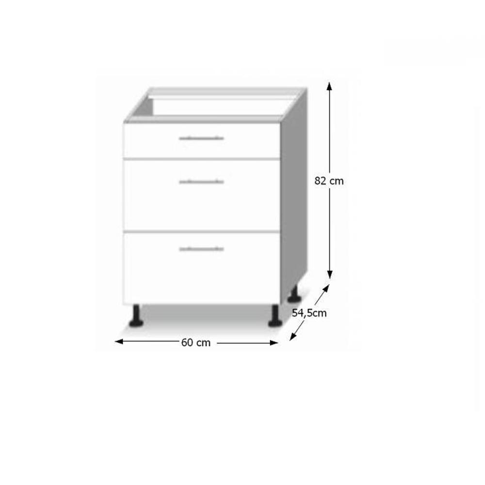LINE barna mdf fiókos alsó konyhaszekrény 60cm