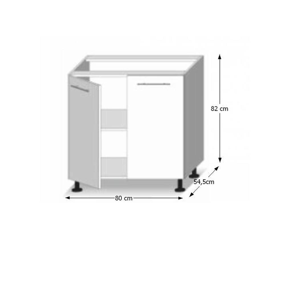 LINE barna mdf alsó konyhaszekrény 80cm