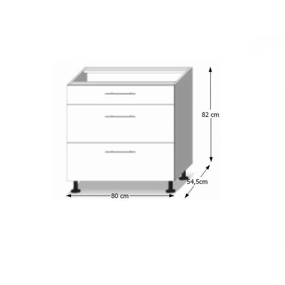 LINE barna mdf fiókos alsó konyhaszekrény 80cm