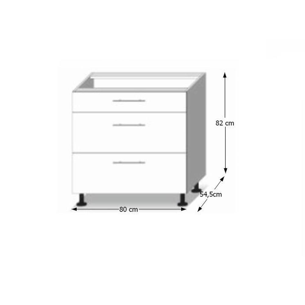 LINE fehér mdf fiókos alsó konyhaszekrény 80cm
