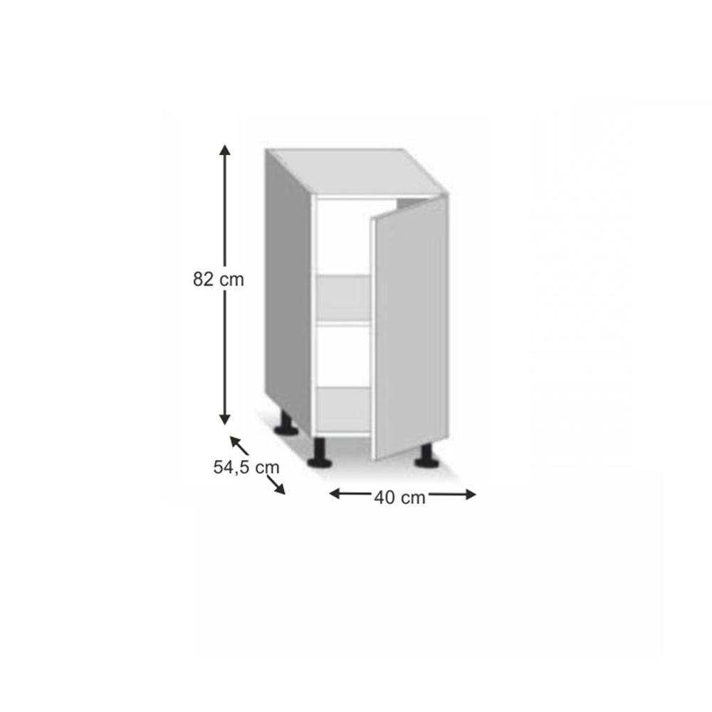 LINE fehér mdf alsó konyhaszekrény jobbos 40cm