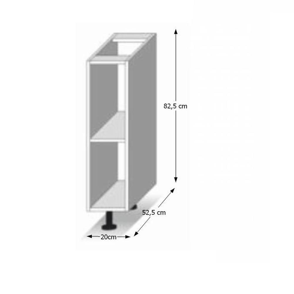LINE II fehér mdf alsó polcos konyhaszekrény 20cm